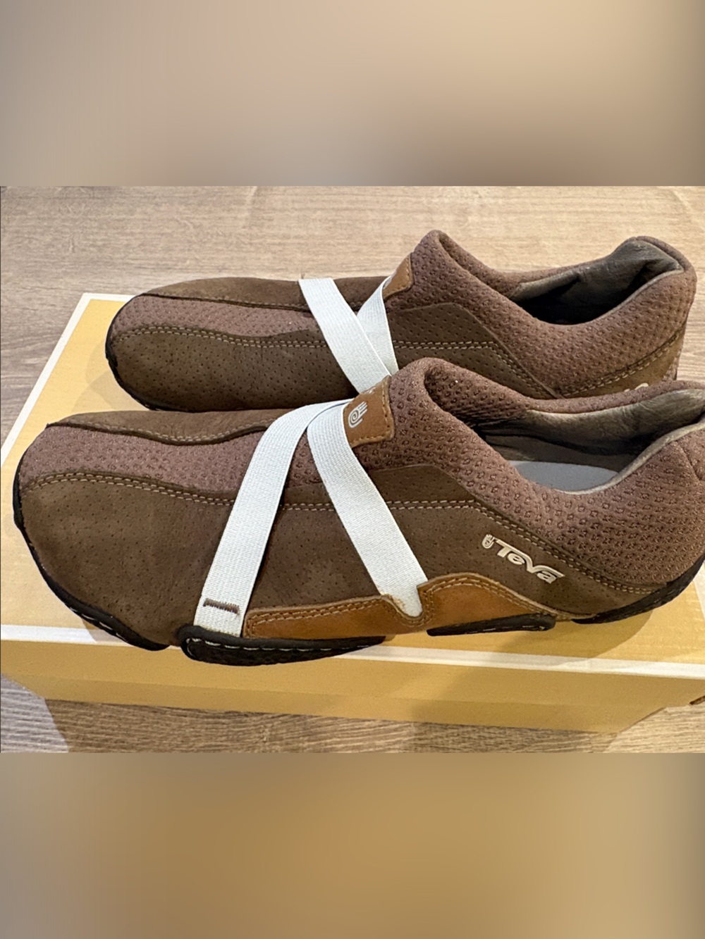 Teva women’s Brown Loafers with White Elastic Strap